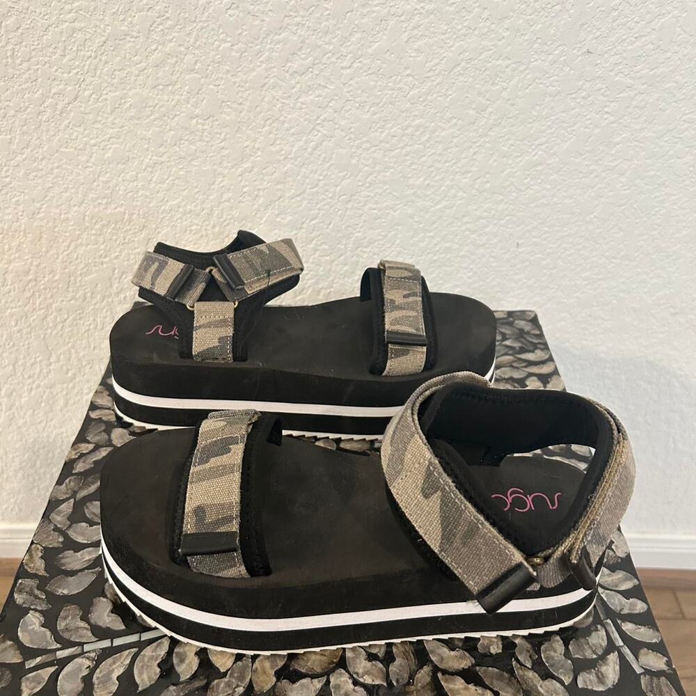 Platform Flatform Outdoor Hiking Water Festival Strappy Camo Sandals‎  9